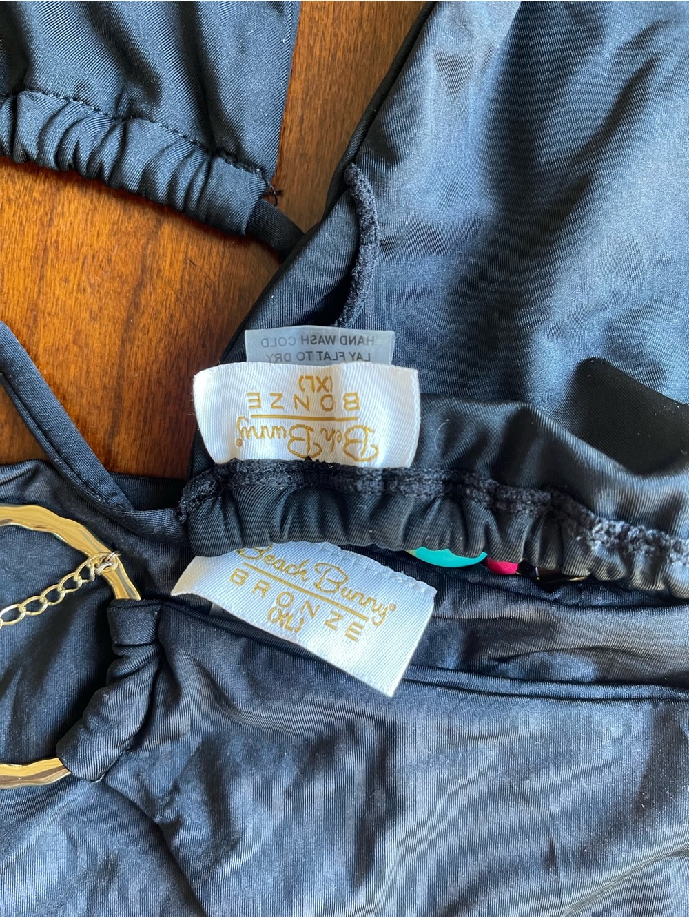 BEACH BUNNY bikini Black Triangle Bikini Set with Turquoise Accents size XL set - Picture 8 of 14
